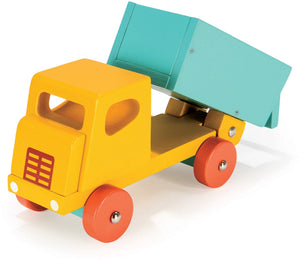 Mentari voertuigen - vrachtwagen geel - 21x8,20x10cm - hout - 3 jaar