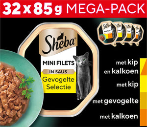 Sheba kattenvoer - mini filets - gevogelte in saus - 32x85g mega-pack
