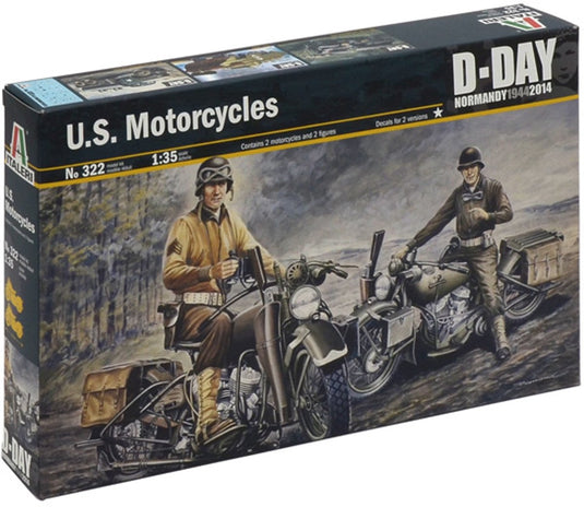 Italeri modelbouwpakket motoren - 322 u.s. motorcycles d-day plastic - 1:35 - modelbouw