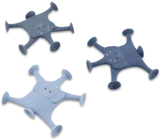 Trixie dierenspel met zuignappen – mrs. elephant – 3-delige badpretset van siliconen - blauw