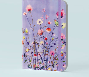 Peter pauper compacte notitieboek - lavender wildflowers - met elastieksluiting - 13x18 cm