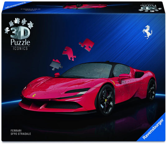 Ravensburger - iconics: ferrari sf90 stradale - 3d puzzel - 108 stukjes - bouwset voor kinderen vanaf 8 jaar