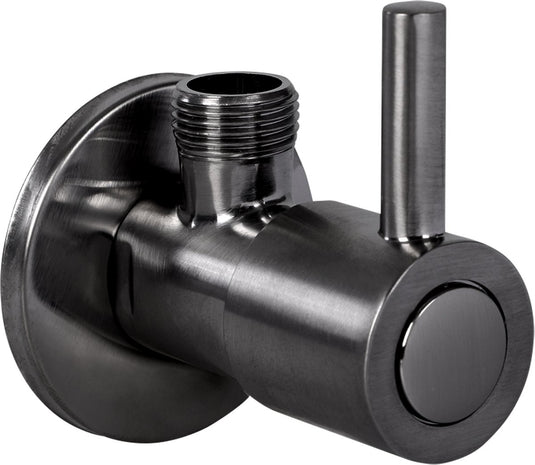 Differnz hoekstopkraan gun metal - met rozet - toiletkraan