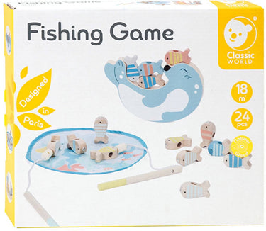 Classic world houten visspel zeehond, 24dlg.