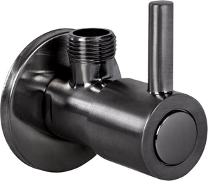 Differnz hoekstopkraan gun metal - met rozet - toiletkraan