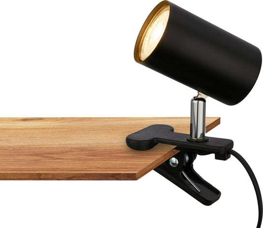 B.k.licht briloner klem - bureaulamp - 2766015 - zwenkbaar - pinçable - trekschakelaar - stekkerbediening - 16,5 x 6,5 x 12 cm - zwart