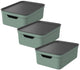 Rotho jive opbergboxen set van 3 opbergdozen 10 l met deksel, kunststof (pp gerecycled), groen antraciet, 3 x 10 l, 36,5x26,5x13cm