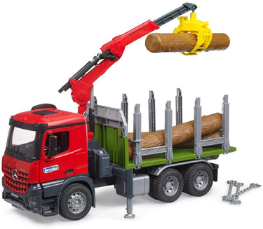 Bruder mercedez-benz arocs houtvrachtwagen met kraanarm en 3 boomstammen