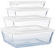 Pyrex cook freeze ovenschaal met deksel - set van 4 stuks - glas -