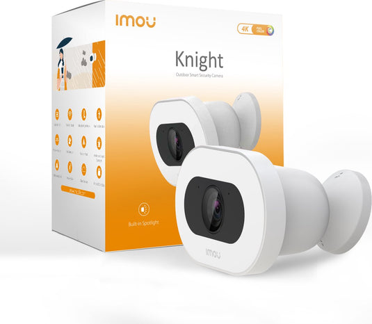 Imou knight 4k - beveiligingscamera voor buiten - wit - 4k beveiligingscamera - ai detectie personen dieren en voertuigen - 600 lumen spotlight - 110 db beveiligingssirene - ip66 weerbestendig