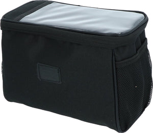 Dresco stuur fietstas – 20 liter -– waterafstotend polyester - hoofdvak - transparant smartphone fietsknooppunten vak - lichtgewicht - gaas vakken aan beide zijkanten - 3 klittenband bevestigingen - clip aansluiting voorlicht - afmeting 22x14x16cm