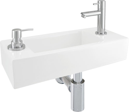 Differnz fonteinset sapon - met unieke ingebouwde zeepdispenser - wit