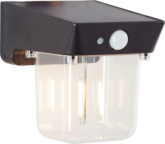 Brilliant parson - buiten wandlamp - led 2w - solar - 240 lm - 2700k - sensor - ip44 - zwart