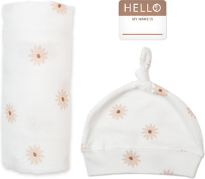 Lulujo hello world swaddle mutsje - daisies