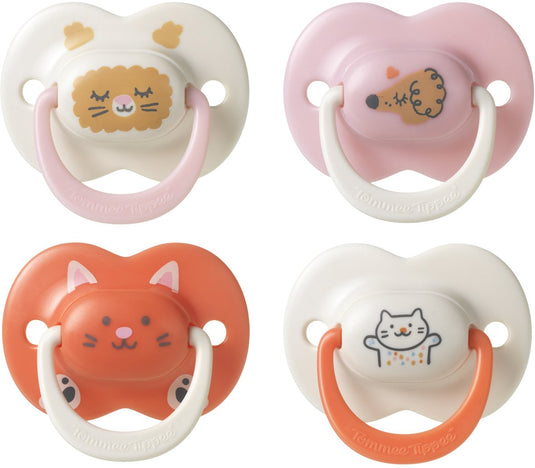 Tommee tippee ultimate fit-fopspeen - 18-36 maanden - 4 stuks - orthodontische symmetrische speen voor baby's- 100% bpa-vrij silicone - roze deco