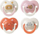 Tommee tippee ultimate fit-fopspeen - 18-36 maanden - 4 stuks - orthodontische symmetrische speen voor baby's- 100% bpa-vrij silicone - roze deco