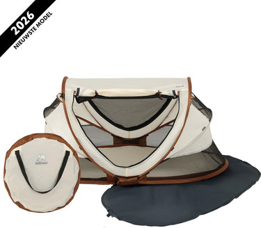 Deryan peuter luxe campingbedje met matras - reisbed inklapbaar - campingbedje baby - sand