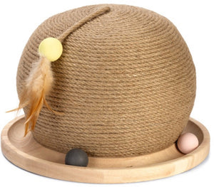 Designed by lotte krab- en speelbol mila - kattenspeelgoed - krabbol - hout - bruin - 29,5x29,5x22 cm