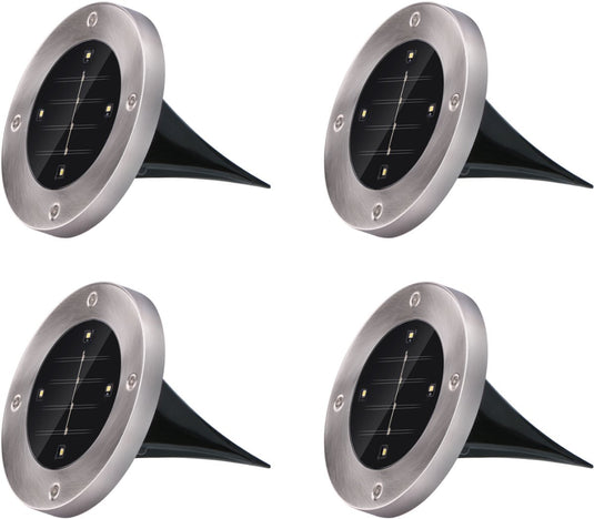 Grundig solar tuinverlichting grondspots - set van 4 prikspots buiten - tuinverlichting led op zonne energie - solar lamp voor padverlichting - rvs - cool white