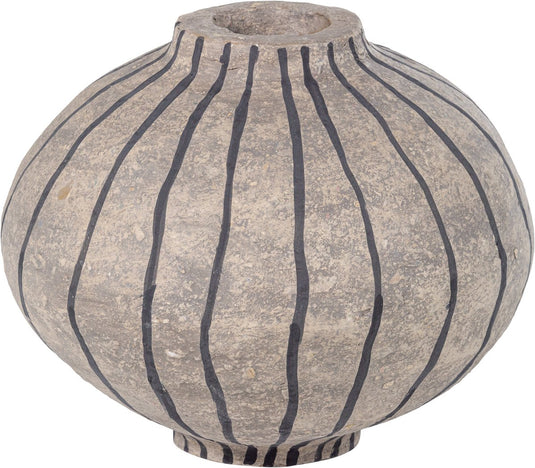 Woood karo decoratie vaas - papier mache - zand - 30x35x35