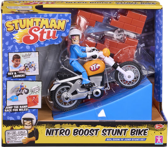 Bandai - stuntman stu - nitro boost motorfiets - stunt speelgoed - stuntfiguur inbegrepen - crash game met voertuig en accessoires - speelgoed voor kinderen van 4+ - coss8201