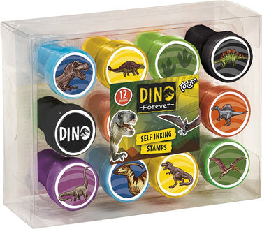 Totum dino stempel set 12 dinosaurus zelfinktende stempels - dino forever creatief speelgoed meisjes en jongens vanaf 3 jaar - knutselen stempelen dieren