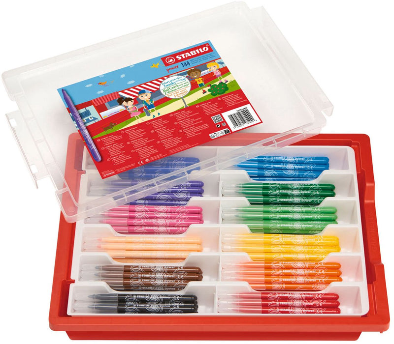 Cargue la imagen en el visor de la galería, Stabilo power schoolverpakking viltstiften - 144dlg.
