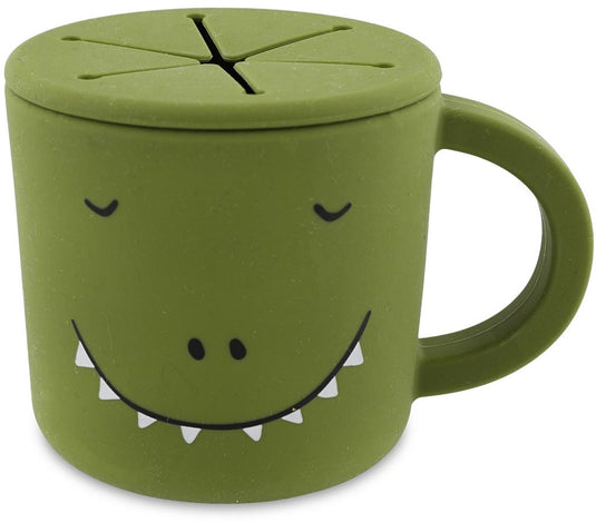 Trixie snackbeker - mr. dino - snack cup - kinderservies - voor baby's vanaf 4 maanden - van siliconen - geschikt voor de vaatwasser