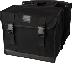 Fastrider canvas hybride 94 dubbele fietstas zwart 56l - afgeschuind - waterafstotend canvas - reflecterend - geschikt voor e-bike