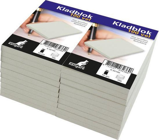 Kangaro kladblok - 6,75 x 11cm - grijs - 20 stuks