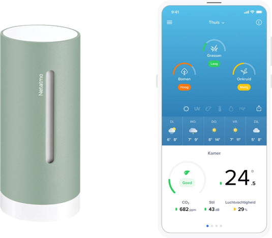 Netatmo slimme binnenmodule – 2e generatie – co2 meter hygrometer – uitbreiding weerstation – werkt met apple home, google alexa