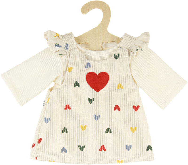 Afbeelding laden in galerijviewer, Heless poppen ribfluwelen jurk hartjesconfetti, 35-45 cm
