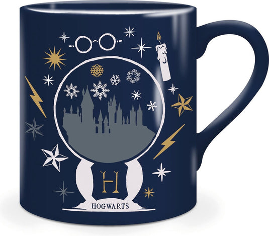 Half moon bay harry potter - kasteel van zweinstein met kerstmis - mok - blauw - 400ml
