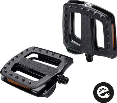 Bbb cycling fietspedalen anti slip - ergobase hp aluminium- e-bike gecertificeerd - ergonomisch - fietspedalen universeel: elektrische fiets cargo bikes - zwart - flat pedals - bpd-49