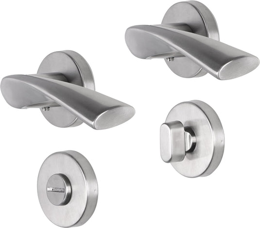 Impresso deurkruk - wigston - voor binnen - rond met rond toiletrozet - rvs - 2 stuks