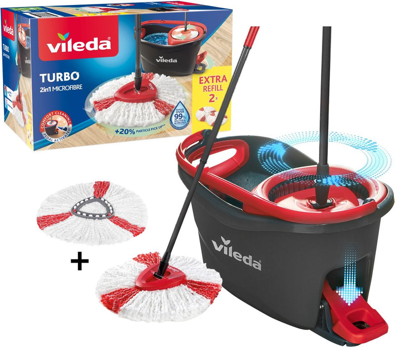 Laden Sie das Bild in Galerie -Viewer, Vileda turbo 2in1 - pedaalsysteem met 2 vervangingen - microvezelmop 2in1
