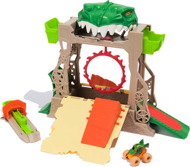 Monster jam mini jams - dungeon of doom-speelset met unieke metalen dragon-monsterjamtruck - schaal 1:87