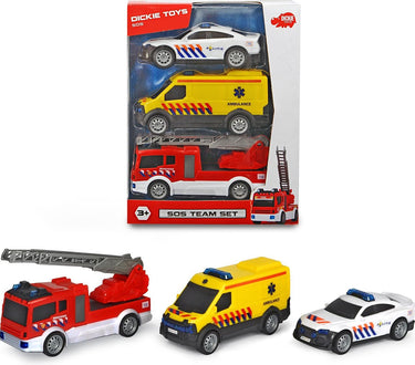 Dickie toys sos team set nederlandse reddingsdiensten - politie - brandweer - ambulance - vanaf 3 jaar - speelgoedvoertuig
