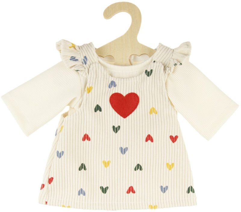 Afbeelding laden in galerijviewer, Heless poppen ribfluwelen jurk hartjesconfetti, 28-35 cm
