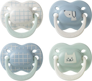 Tommee tippee ultimate fit-fopspeen - 0-6 maanden - 4 stuks - orthodontische symmetrische speen voor baby's- 100% bpa-vrij silicone - blauw deco