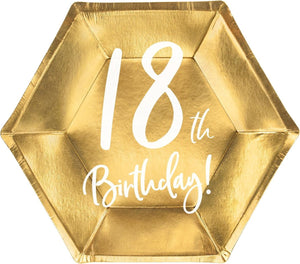 Party-decoration borden 18th birthday goud (6 stuks)