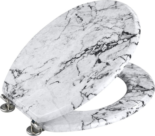 Wenko wc bril onyx - marmer decor - mdf fsc gecertificeerd - rvs scharnieren - toiletbril decor - toiletzitting met print