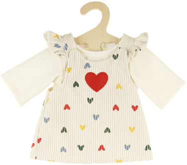 Heless poppen ribfluwelen jurk hartjesconfetti, 28-35 cm