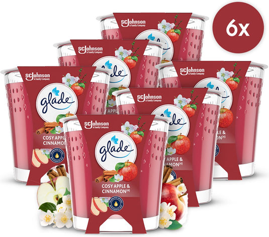 Glade geurkaars cozy apple cinnamon 100% raapzaadwax