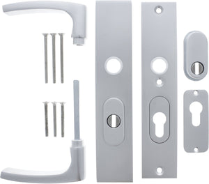 Starx deurkruk op schild - aluminium f1 - aluminium - - deurklink op skg*** met kerntrekbeveiliging 195x50mm pc55 72 aluminium f1