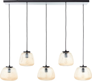 Brilliant kaizen - hanglamp - 5-lichts - e27 max 5x25w - glas - amber - zwart