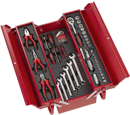 Kreator gereedschapsset krt951017 - met metalen opbergkoffer - 67 delig - sterk koolstofstaal en chroom vanadium