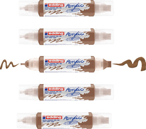 Edding 5400 acrylic 3d double liner hazelnoot – 5 acryltubes – dubbele punt 2-3 mm 5-10 mm – hoogwaardige waterbasis acrylverf voor canvas, hout papier