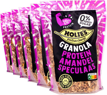 Holie's granola protein amandel speculaas 6x 350gr - ontbijtgranen - suikervrij - gezond - vegan