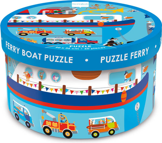 Scratch puzzel - ferry boot - 60x36cm - 60 stukjes - 4 jaar